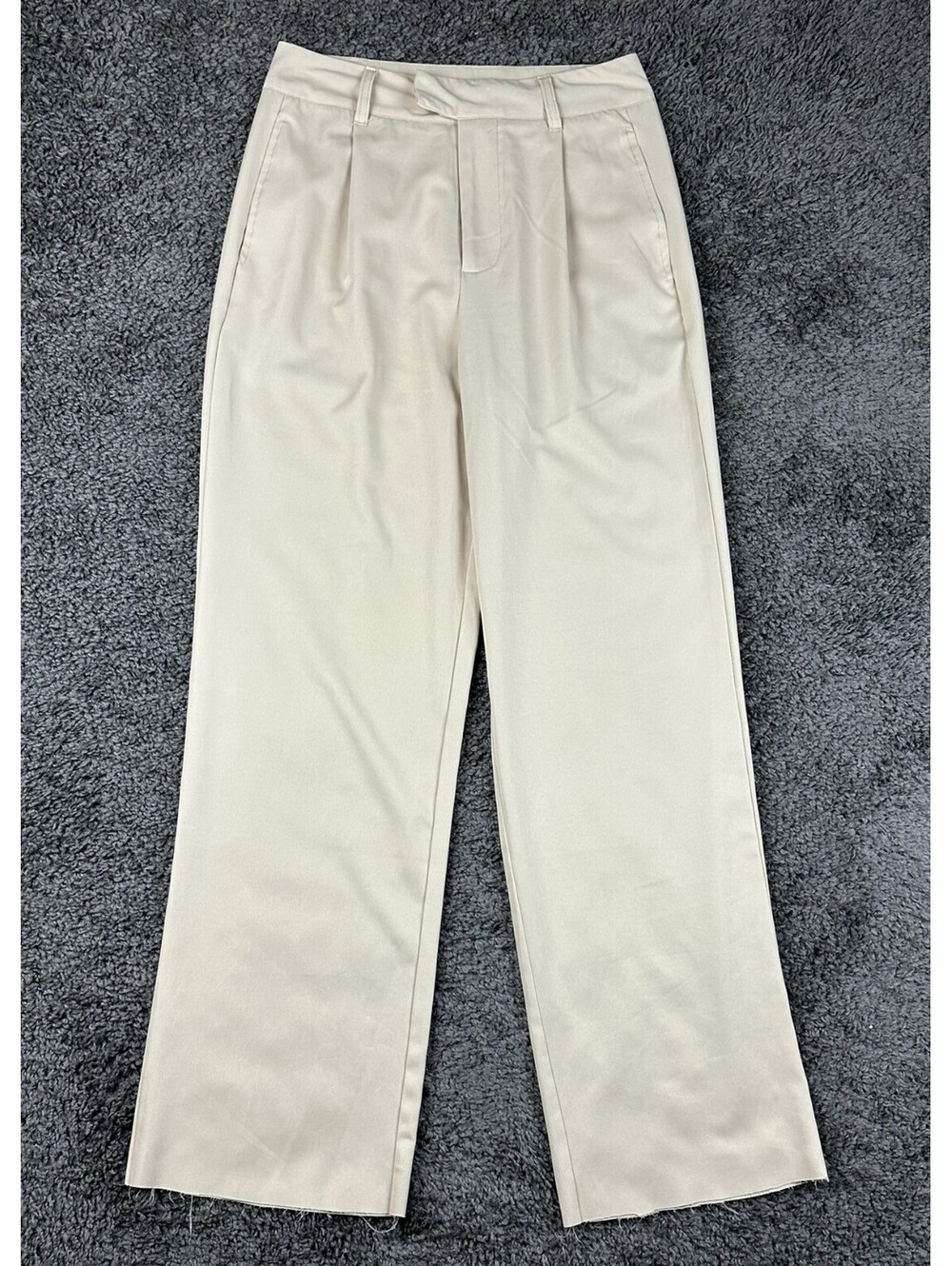 Contempo Wide Leg Trousers Womens Medium Beige High Waisted Pleated Front